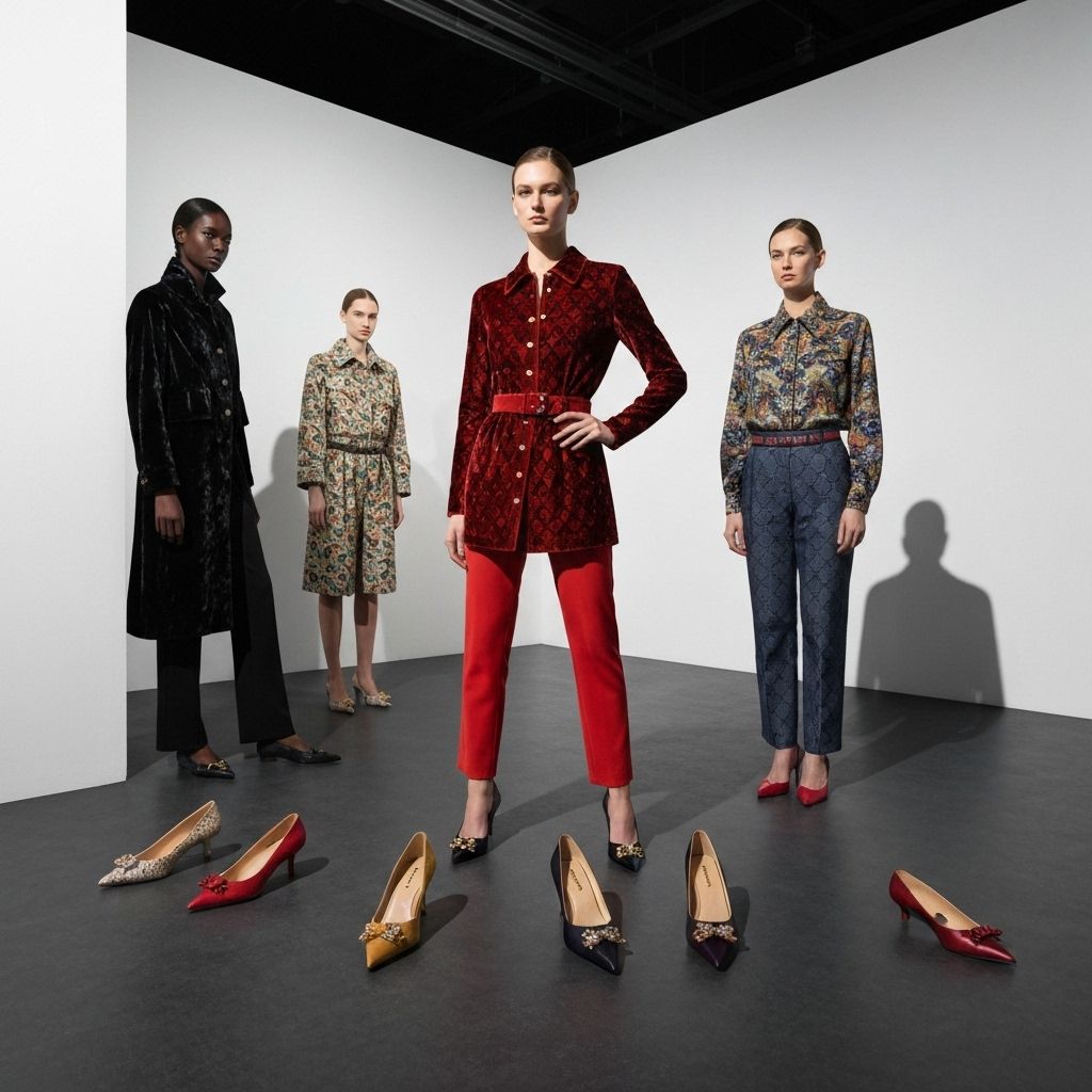 Fashion styling with elegant shoes and fabric